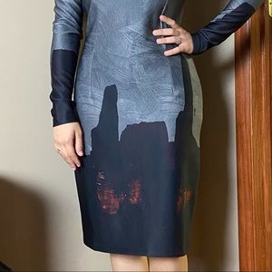 Isle Skyline back zip dress grey